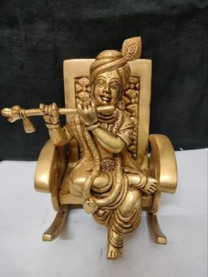 Brass Chair Krishna Idol