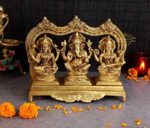 Brass Ganesh Laxmi Saraswati Idol