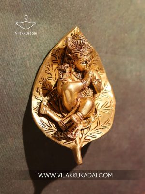 Brass Leaf Krishna Idol