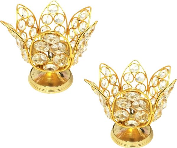 Brass Light Deepam with Crystals