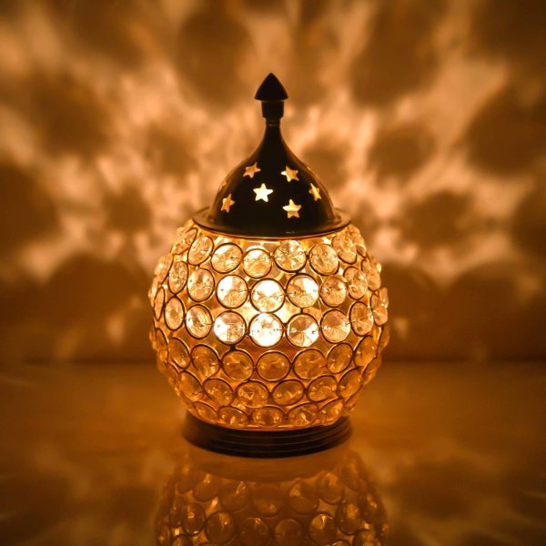Brass Light Deepam with Crystals