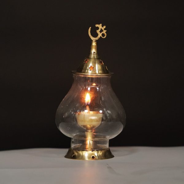 Brass Light Deepam with Crystals