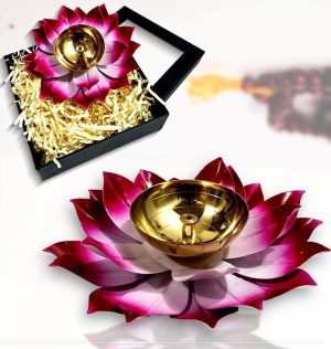 Brass Shaded Colour Flower Petal Diya
