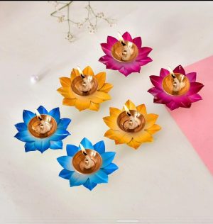 Brass Small Colour Petal Diyas