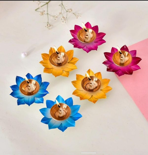 Brass Small Colour Petal Diyas