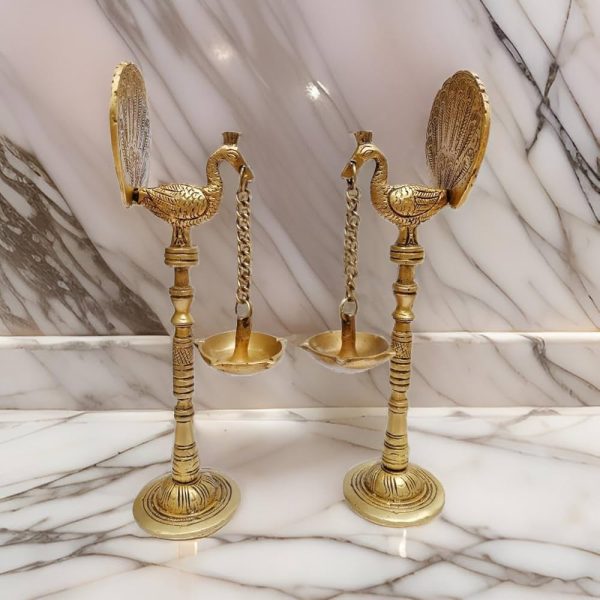 Peacock Diya Set