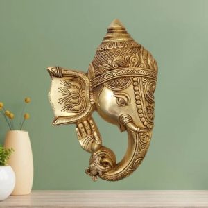 Brass Vinayaka on Leaf Wall Hanging