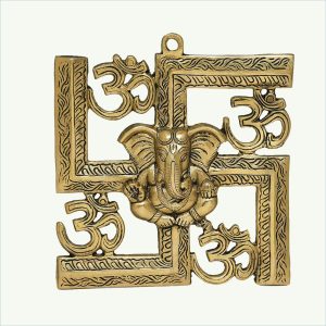 Brass Vinayaka on Leaf Wall Hanging