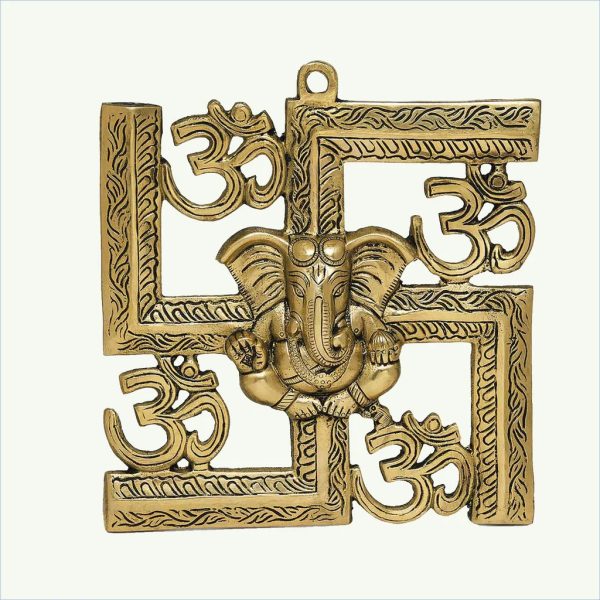 Brass Vinayaka on Leaf Wall Hanging