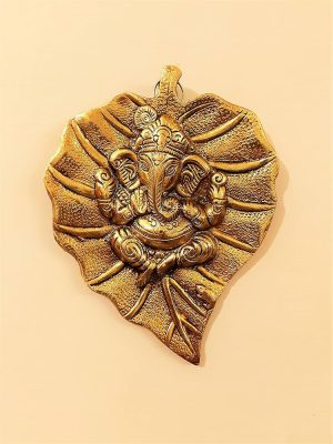 Brass Vinayaka on Leaf Wall Hanging