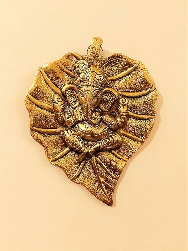 Brass Vinayaka on Leaf Wall Hanging