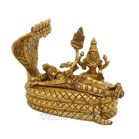 Brass Vishnu Lakshmi On Sheshnag