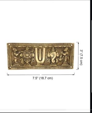 Shankh Chakra namam with hanuma wall hanging Brass Shankh Chakra Namam with Hanuma Wall Hanging