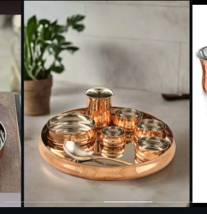 Copper Plain Curve Thali Set