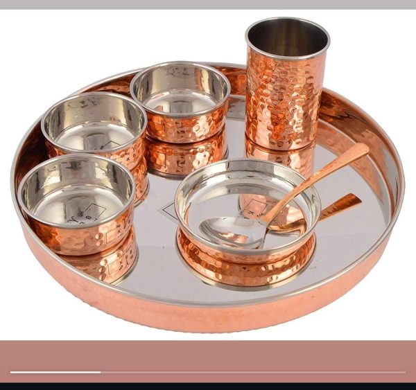 Copper Steel Hammer Thali Set