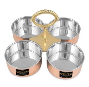 Copper and Steel 2 Partition Bowls