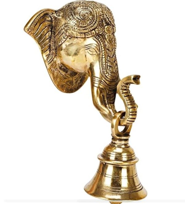 Brass Elephant Face Wall Hanging Bell