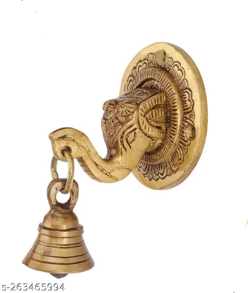 Brass Elephant Face Wall Hanging Bell