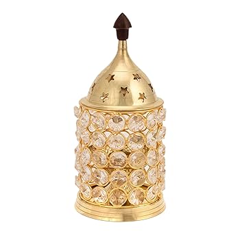 Brass Light Deepam with Crystals