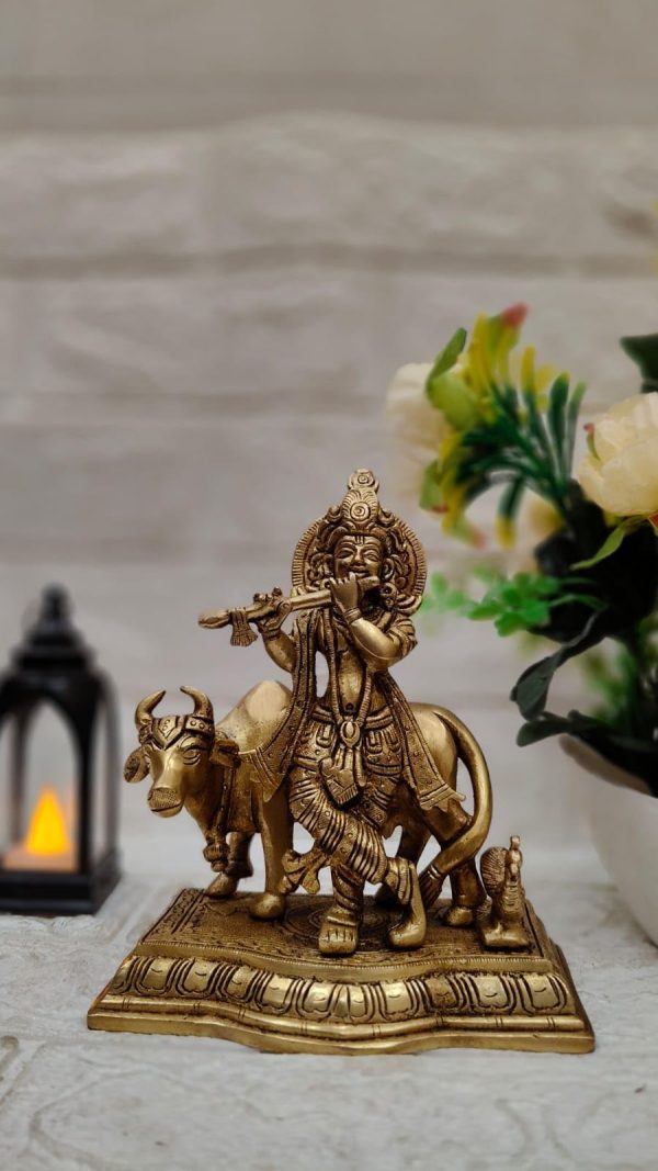 Cow Krishna with Peacock