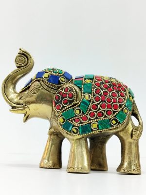 Brass Stone Elephants